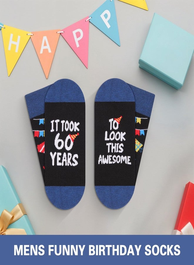 AGIFTMIND Mens Funny Novelty Socks, 60th Birthday Gifts for Him Grandpa Husband, Dad Gifts from Daughter (US, Alpha, One Size, Regular, Regular, 60th-BlackBlue) - Image 5